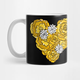 Yellow Heart of Roses and Daisies Mug